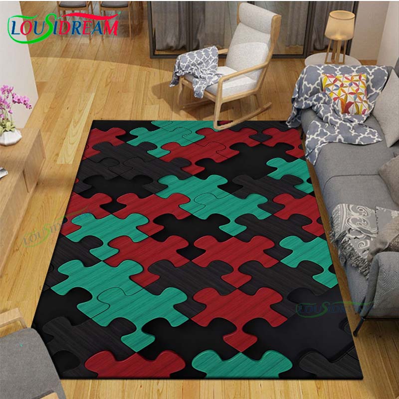 Fashion Popular Puzzle Decor Carpet for Outdoor Balcony Garden Coffee Table Bedroom Area Rugs Kitchen Un-slip Floor Mat Alfombra
