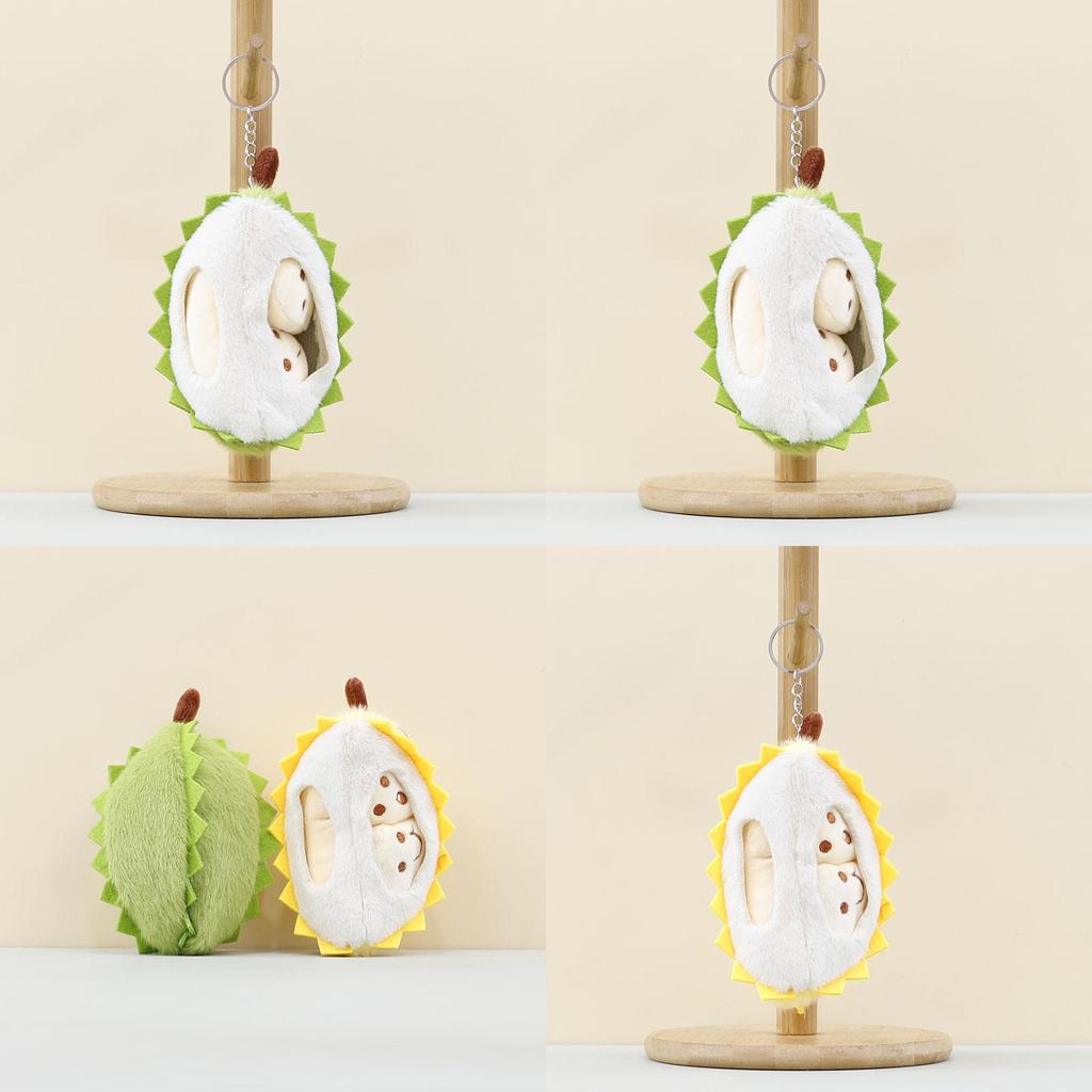 Durian Plush Keychain With Pp Cotton Filling Soft Short Fur For Bag Decor Gift