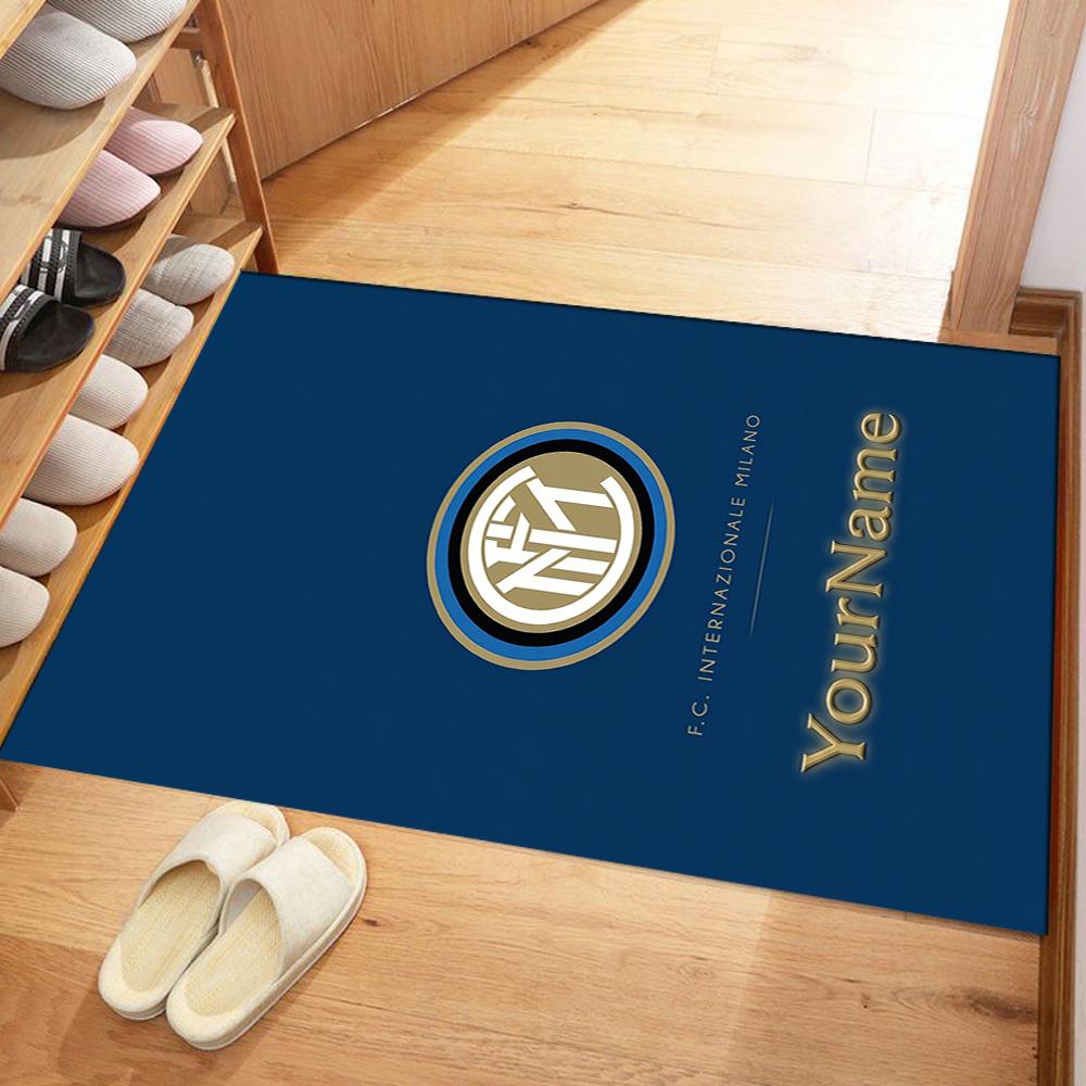 Inter Milan Personalized Text Floor Mat Design for Kitchen Bedrooms Dining Room Dormitory Antislip Carpet Decorate Offices Spiritual Gift