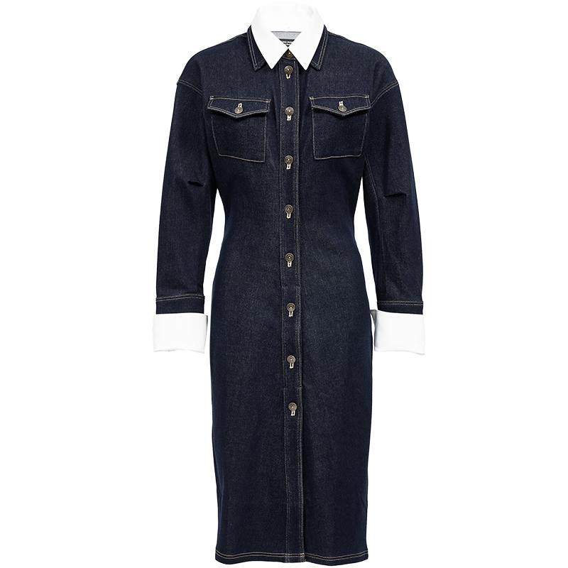 

VEROMODA Detachable Collar & Cuff Denim Midi Dress