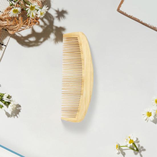 Natural Bamboo Wide Tooth Hair Comb for Women Men Anti-Static Afro Fork Comb Detangler Brush for Curly Straight Wet Dry Hair Prevents Breakage