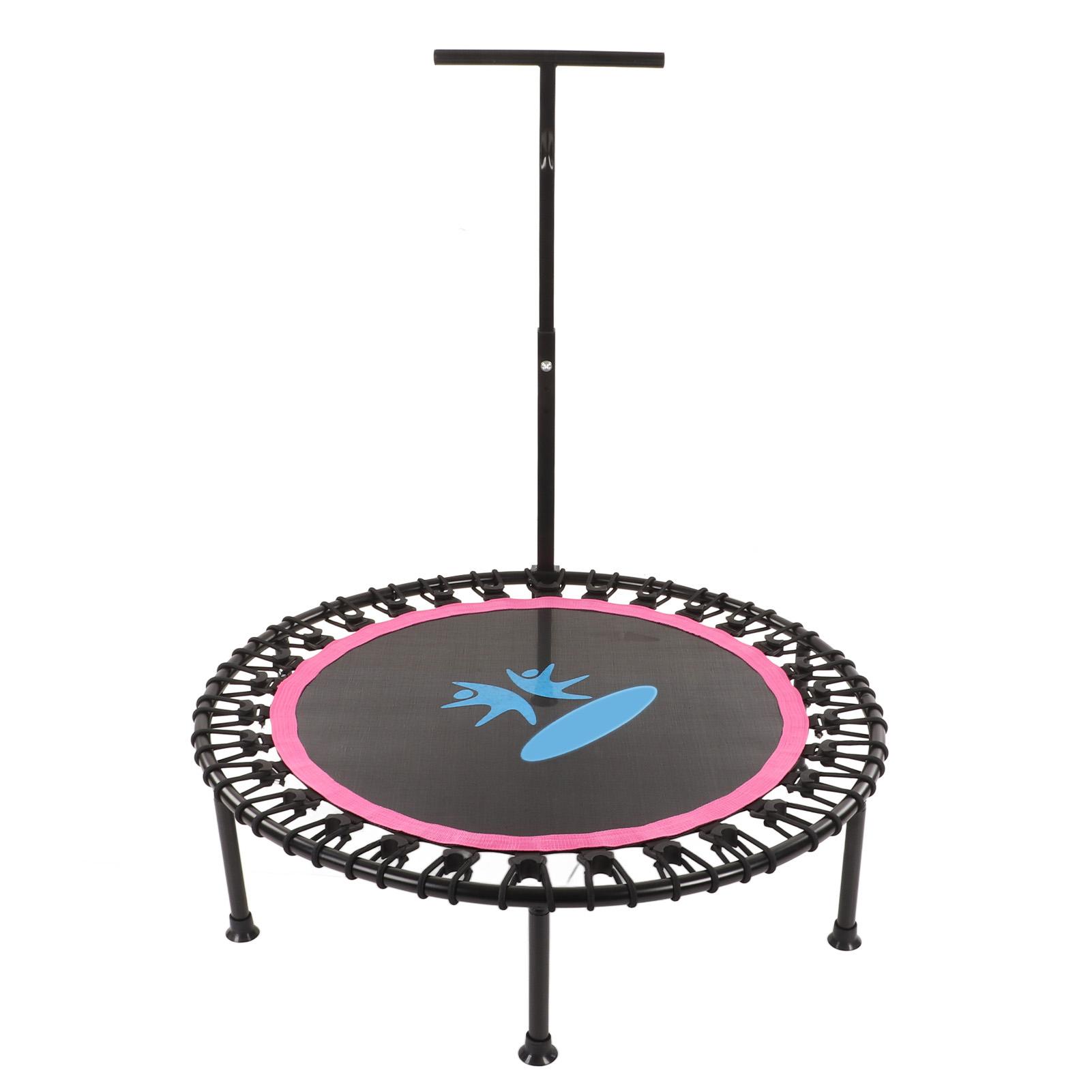 Foldable Mini Trampoline Home Fitness Rebounder Exercise Trampoline for Adults Children 40in Armrest Rose Red