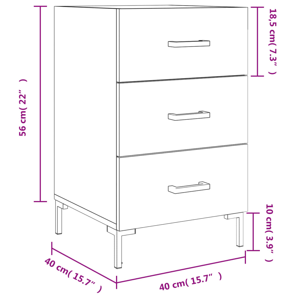 Nightstand Sonoma Oak 40 x 40 x 66 cm Engineered Wood