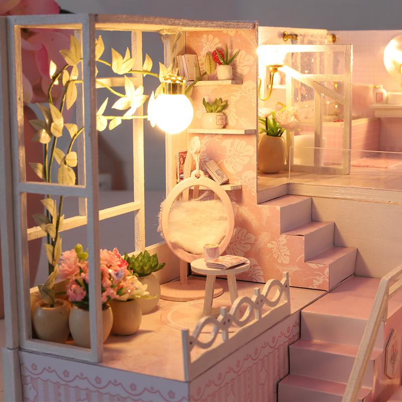 Wooden Miniature Doll House Kit 3D Puzzle Assembly Building Model Toy Handmade Duplex Apartment Production Toys Home Decoration