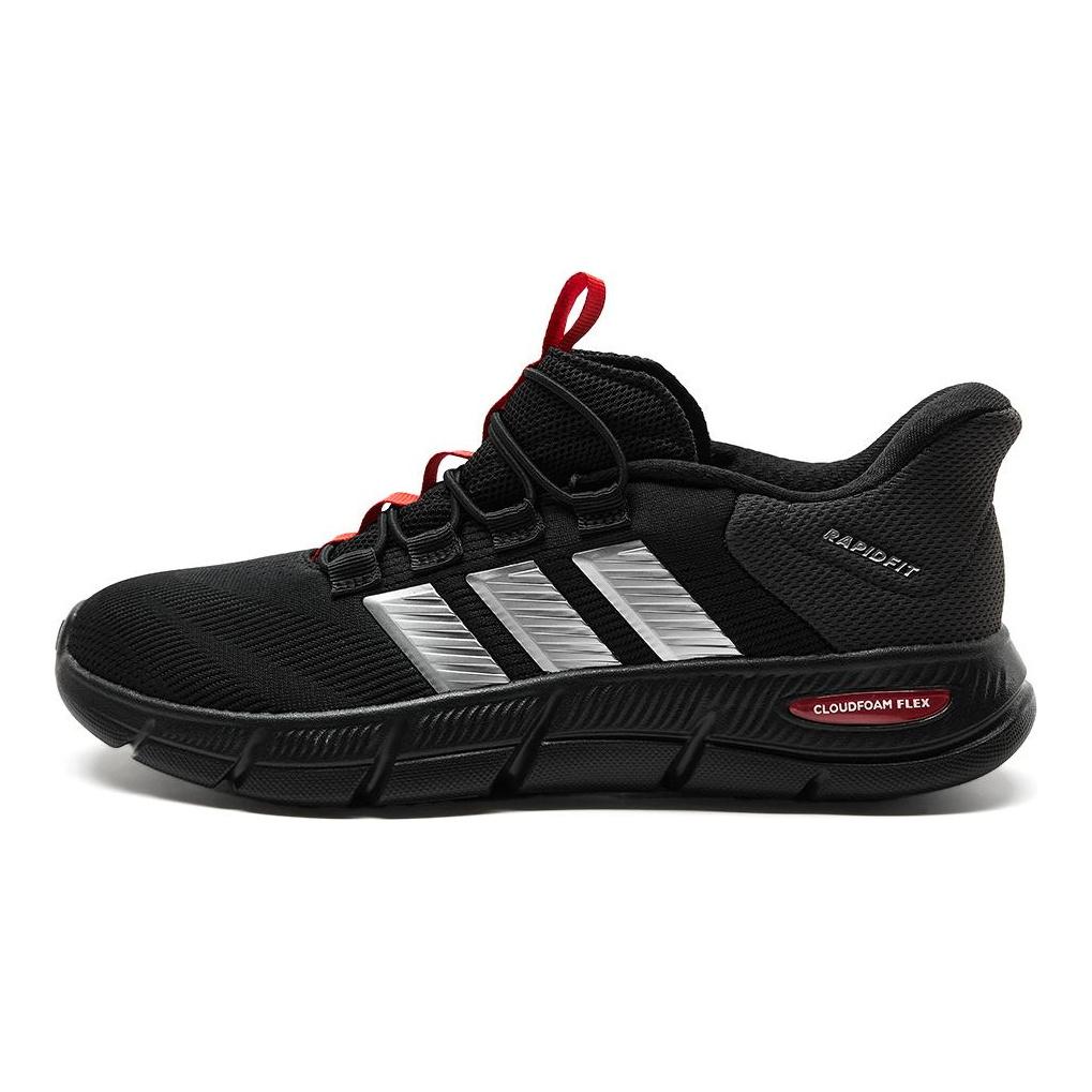 Adidas Cloudfoam Cushioning Breathable Lightweight Low top Walking Shoes Unisex Black Silver Red KJ5918