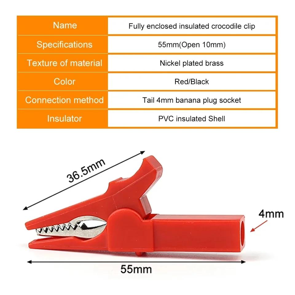4pcs 55mm Alligator Clips with Banana Plug Test Probes and 4mm Cable Clips Red Black for Electronic Testing Accessories