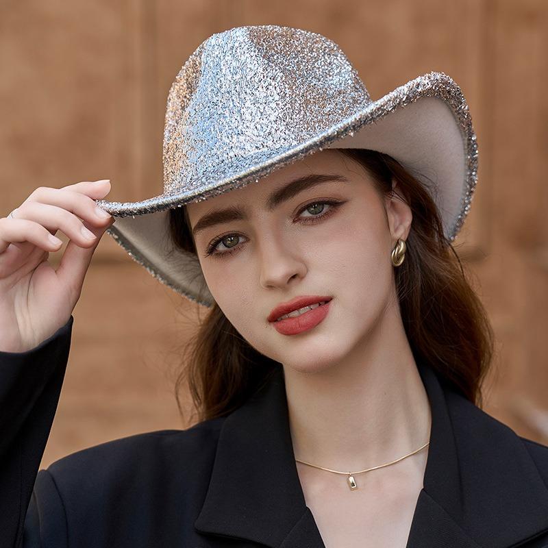 New Versatile Trend Top Hat Women's Sequins Decorative Jazz Hat Temperament Fashion Top Hat
