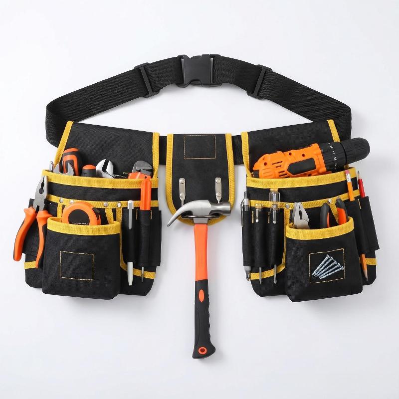 Heavy Duty Oxford Tool Belt With Multiple Functional Pockets Adjustable Waist Strap For Carpenters Home Repair Work