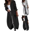 Giacca a vento da donna autunnale con temperamento, personalità, design casual con colletto ampio, tinta unita, lunghezza media-lunga per il pendolarismo