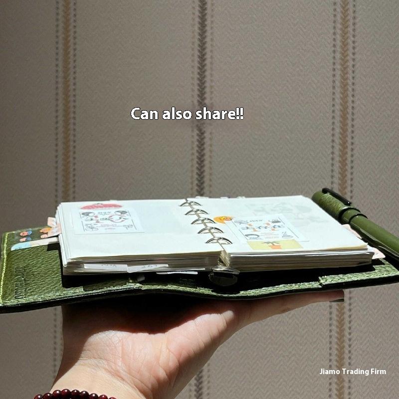 Green Leather Notebooks Portable Pocket Book M5 Loose Leaf Notebook With 60/40 Blank Inner Page Suitable For Girl Back To School