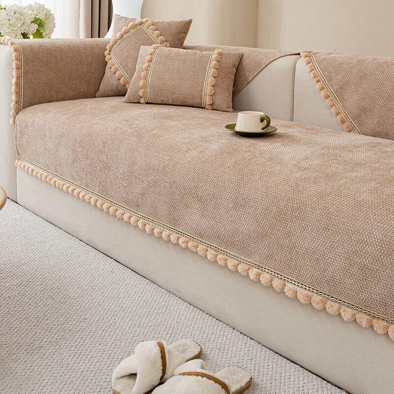 Four Seasons Universal Non-slip Cover Towel Modern Simple Sofa Cover New  Cushion Chenille Sofa Cushion