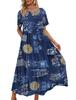 2024 New Women's Summer Mid-Length Printed Pullover Dress