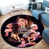Floral Dreams Custom Name Round Area Rug Carpet Rug For Living Room Bedroom Sofa Playroom Decor Nonslip Floor Mat