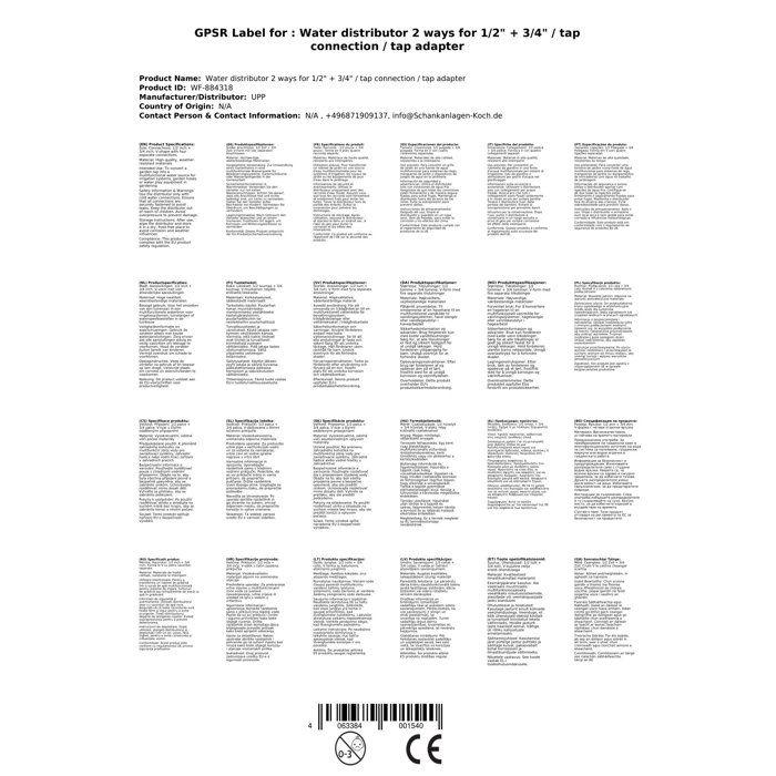 2-way Water Distributor for 1/2' + 3/4' / Faucet Connection / Faucet Plug