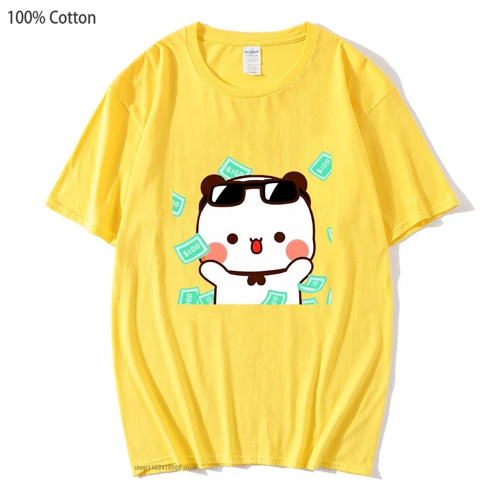 Cute Bubu and dudu Is So Rich Millionaire T-Shirts for Men Women Couple clothes Cotton Tops Panda Bear Tees Casual