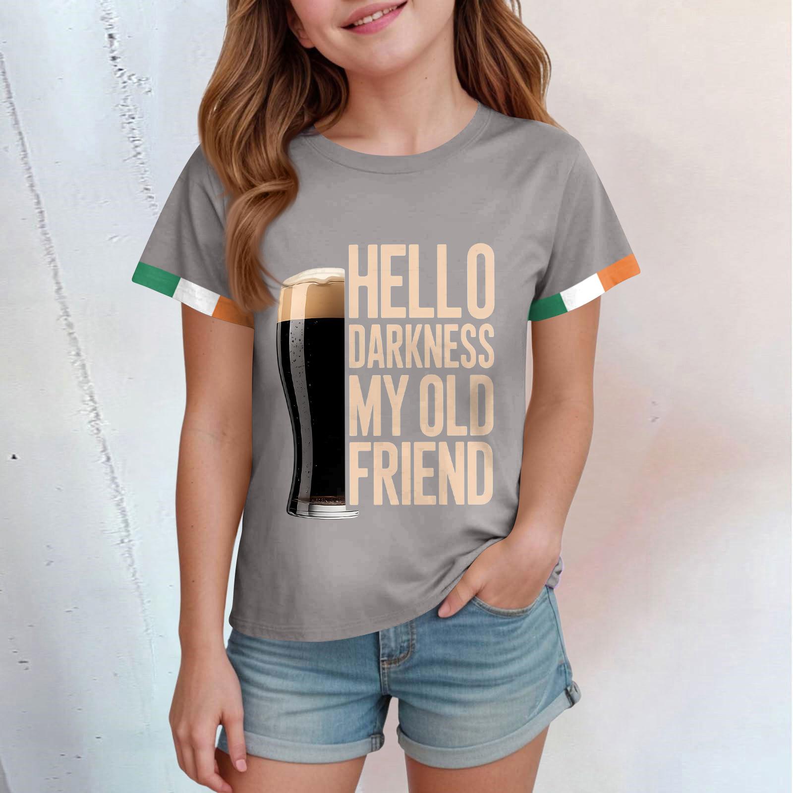 Детский повседневный топ с круглым вырезом и короткими рукавами 100