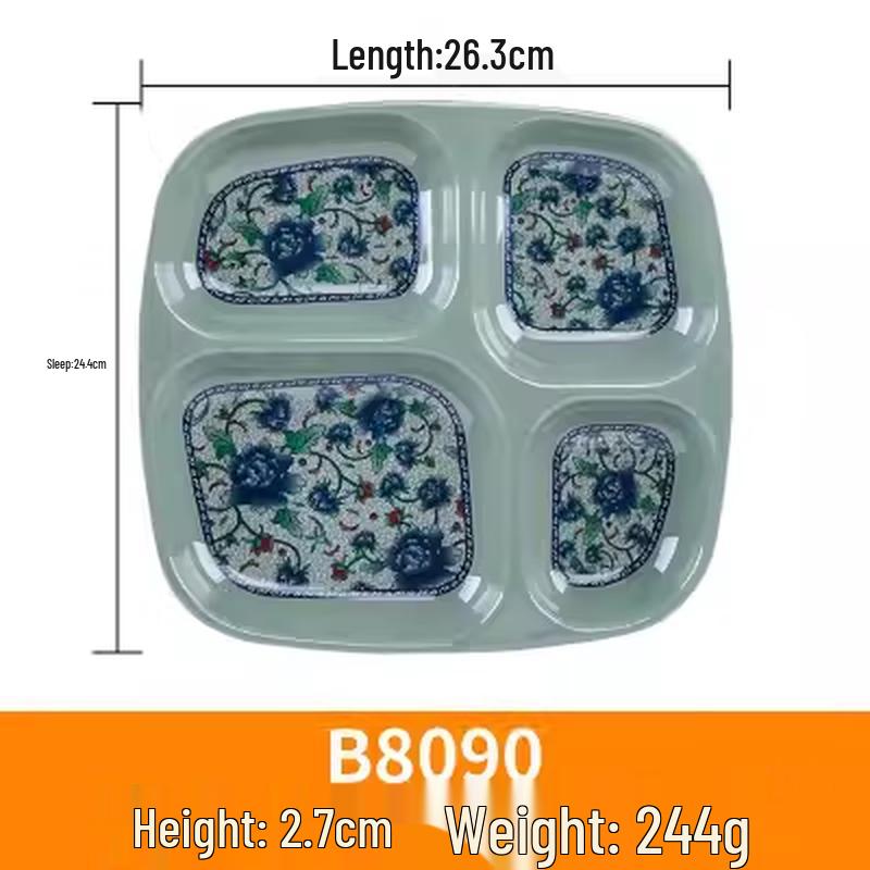Square Melamine Divided Meal Plate