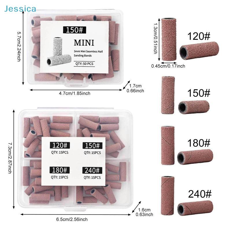 3Mm Mini Seamless Nail Sanding Bands Set - 120#150#180#240# Grit Assorted 50-100Pcs Storage Box For Nail Drill