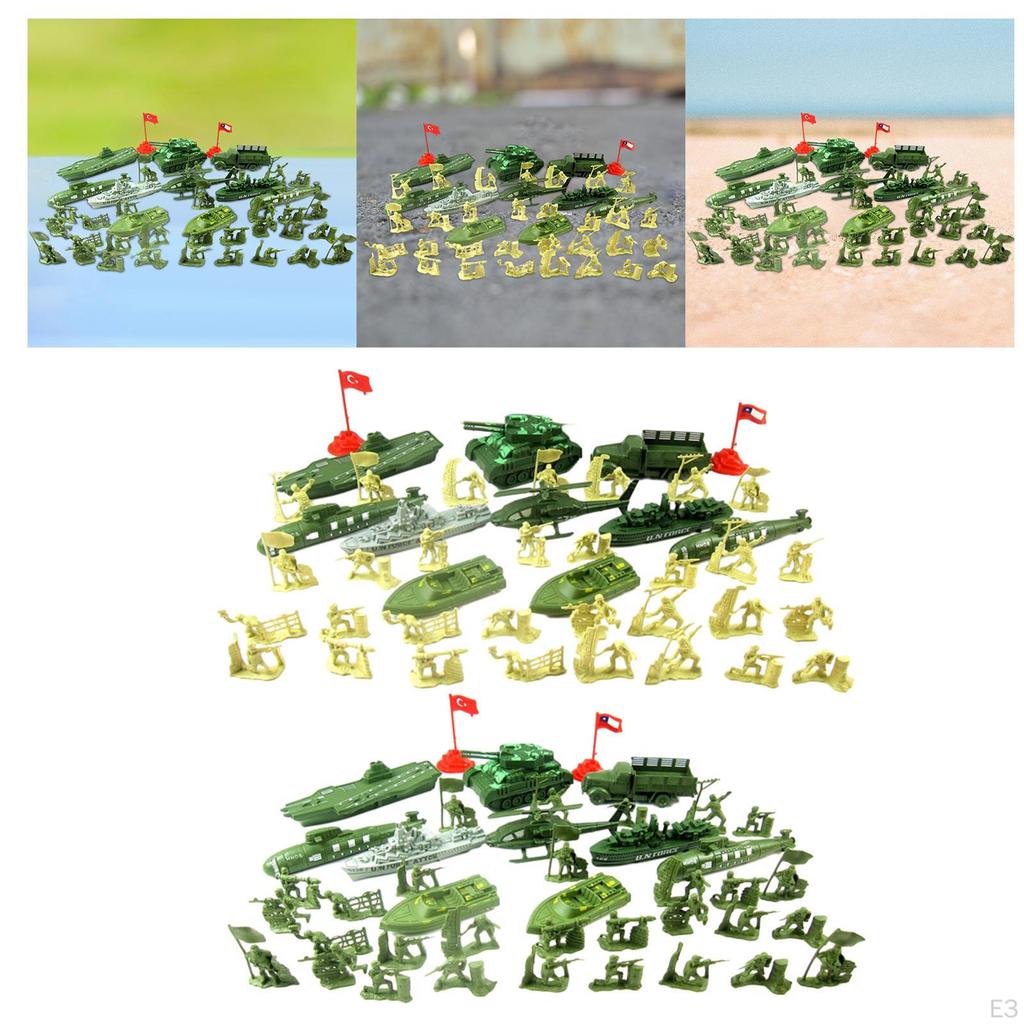 52 Pieces Soldier Figures Toys Playset Sand Table Decor Mini Layout Model Men Soldiers with