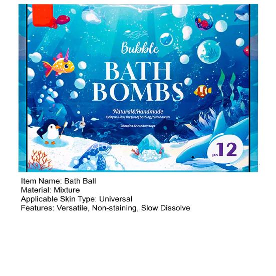 12Pcs Fizzy Bath Bombs with Surprise Toy Easy Rinse Non-Staining Gentle Sea Salt Bath Soak for Kids Fun Daily Bath Gift for Children