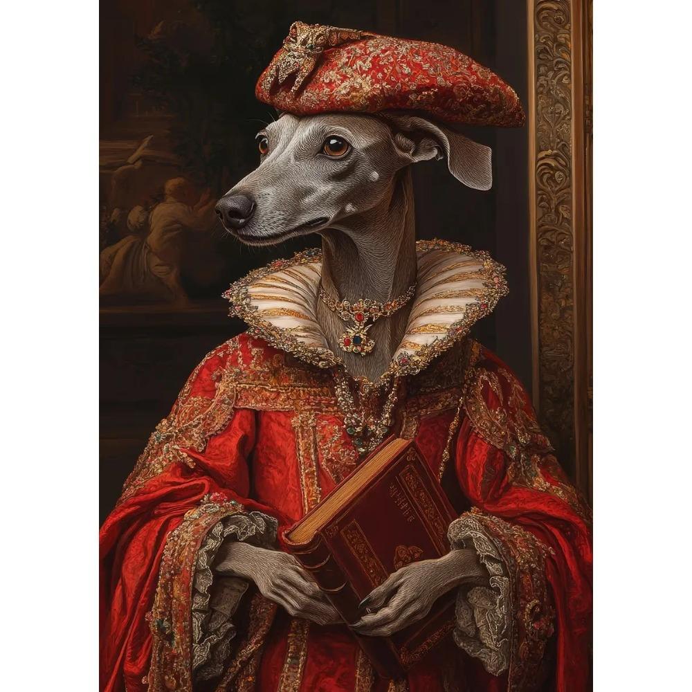 Interesting Gorgeous Dog Holding Book Reading Poster Aclassical Pet Artwork Prints Canvas Painting Wall Pictures Classroom Decor