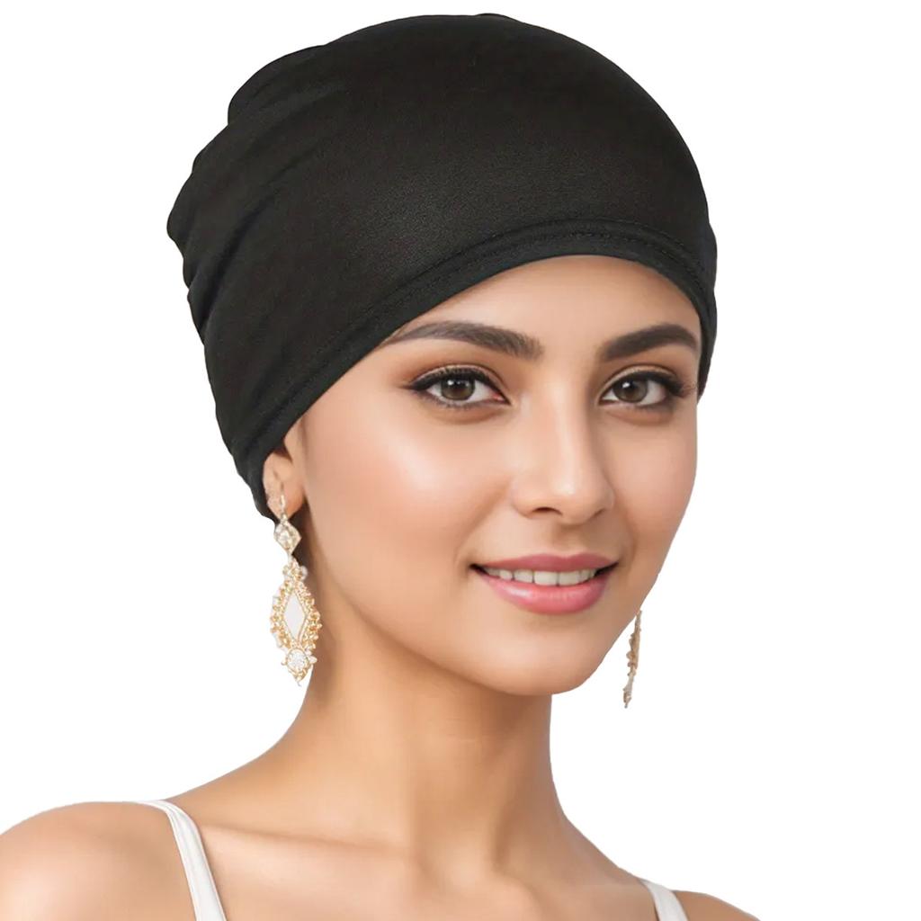 Solid-Color Turban Hat Head Scarf For Ladies Women Causal Turban Cap Headband Breathable Full Cover Hat Headwear For Daily Wear