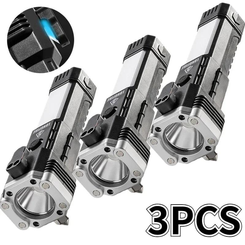 Nová 5W multifunkční svítilna LED světla ABS Bezpečnostní kladivo pro auto Svítilna USB nabíječka Venkovní rodinný kempingový vyhledávací světlomet