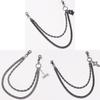 Hip Hop Metal Waist Chain For Men With Dual Layer Skull And Cross Pendant Youth Accessories
