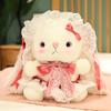 20cm Lolita Rabbit Baby Plushie White Bunny Cute Cartoon Rabbit Sitting Doll Satin Dressed Cute Animal Girls Girlfriend Gift