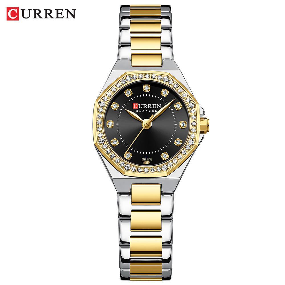 Curren 9100 Women s Fashionable Steel Band Diamond Quartz Watch