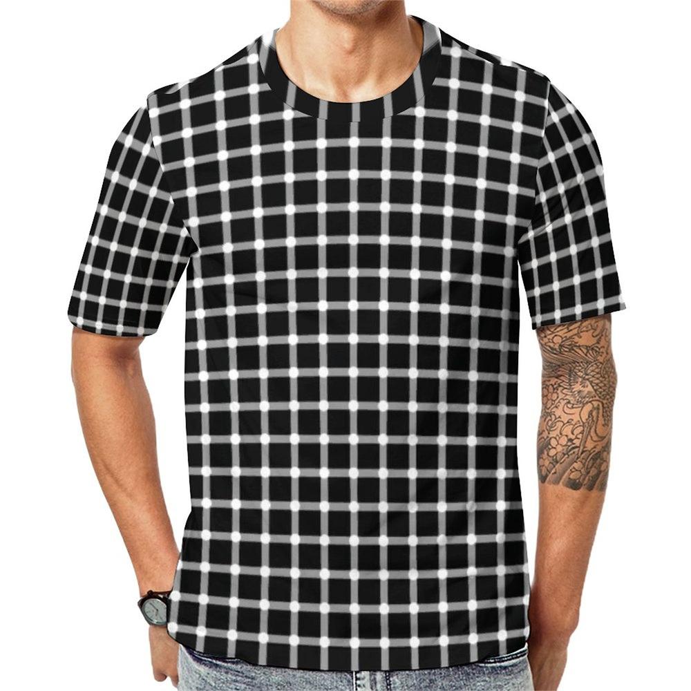 Summer Men's Crew Neck T-Shirt, Retro Polka Dot Print, Y2K Style, Gym T-Shirt, Breathable Beachwear, Novelty T-Shirt