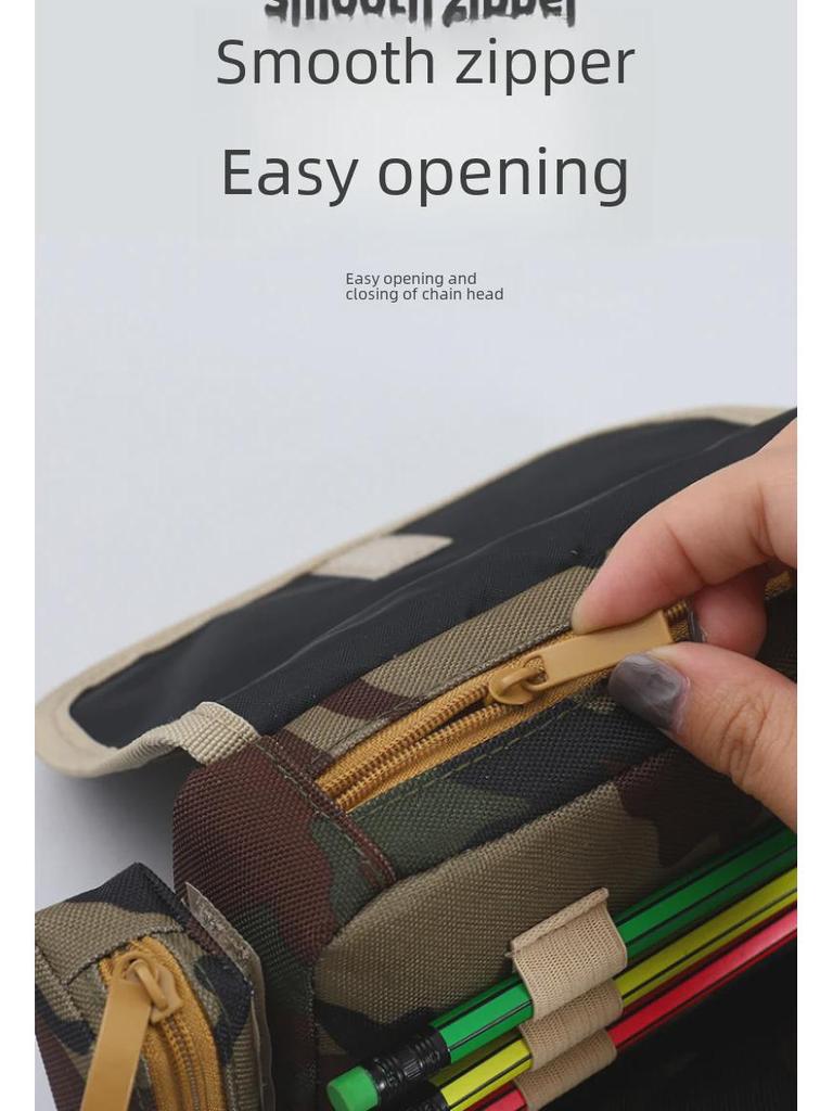 Lezhiyuan Camouflage Multi-Functional Oxford Pencil Case for School Boys - Large Capacity Stationery Bag with Gun Design.