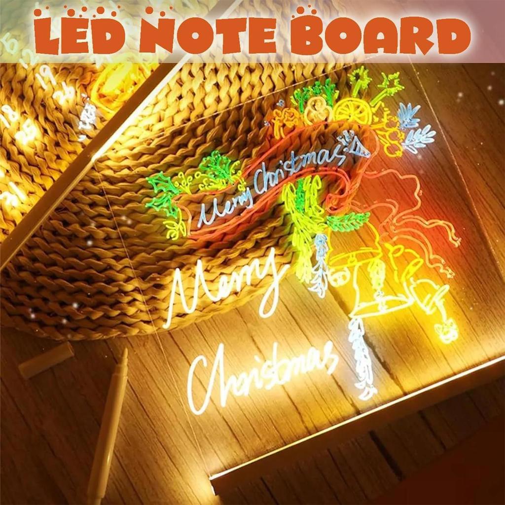 LED Doodle Board Light Up Acrylic Drawing Board with 7 Quick-Drying Pens Luminous Writing Pad for Kindergarten Preschool Schools