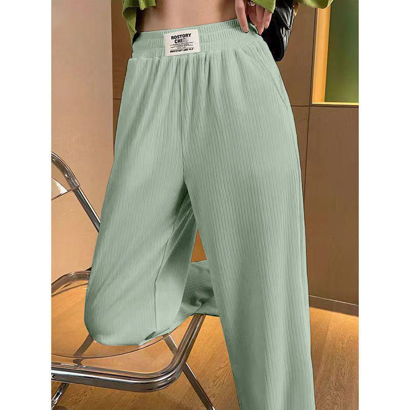 

Women s Ice Silk High-Waisted Wide-Leg Pants - Summer Thin, Slimming, Loose, Casual Long Drape S for 40-48 kg