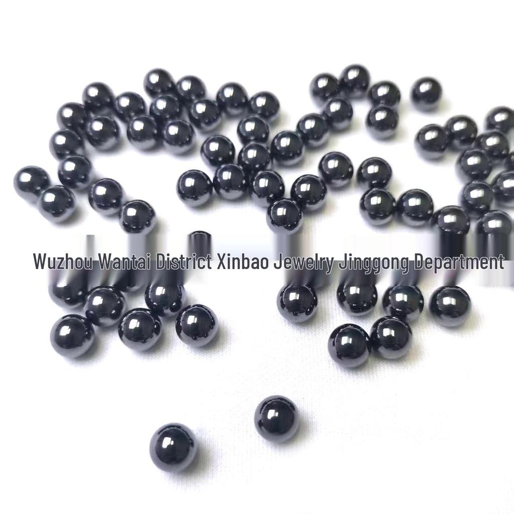 Black Moissanite Round Beads 6-8mm Undrilled Loose Stones