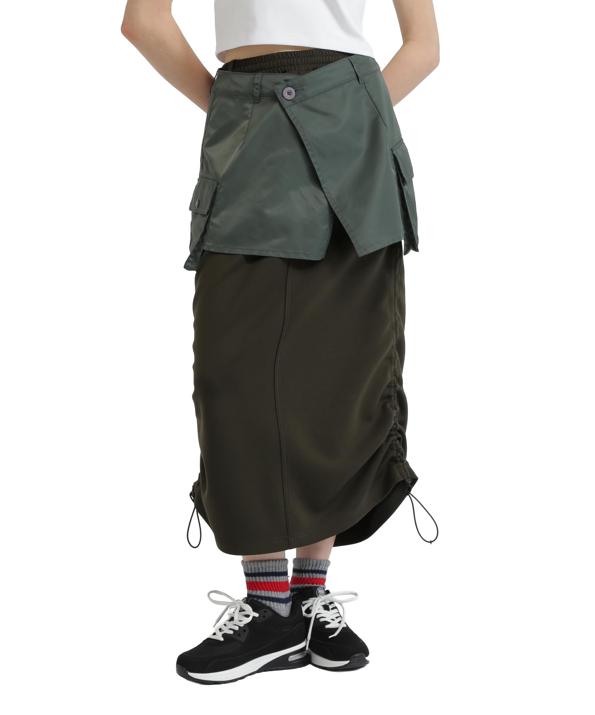 AVIREX NYLON × DOUBLE KNIT LAYERED SKIRT Women s F 310 olive 783-5216605