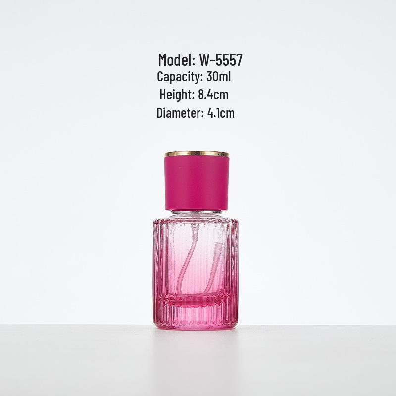 Vertical Gradient Stripe Glass Perfume Bottle - Aesthetic Spray Decanter for Essential Oils and Cosmetics