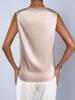 European & American Style Women's Satin Silk Sleeveless Pleated Top for Autumn