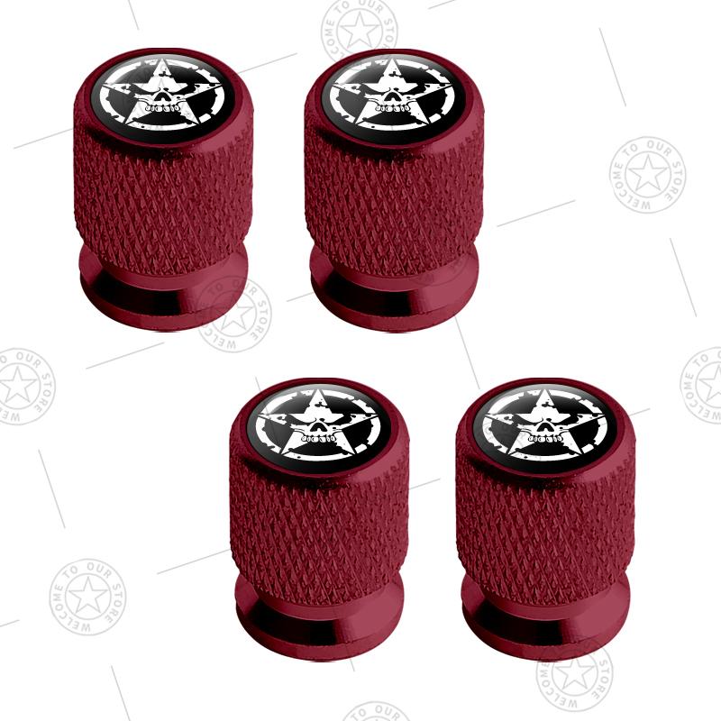4pcs Five-Pointed Star Logo Car Wheel Tire Valve Caps Air Stem Aluminum Accessories For Jeep Wrangler Sahara Cherokee Ford F150 AMR1
