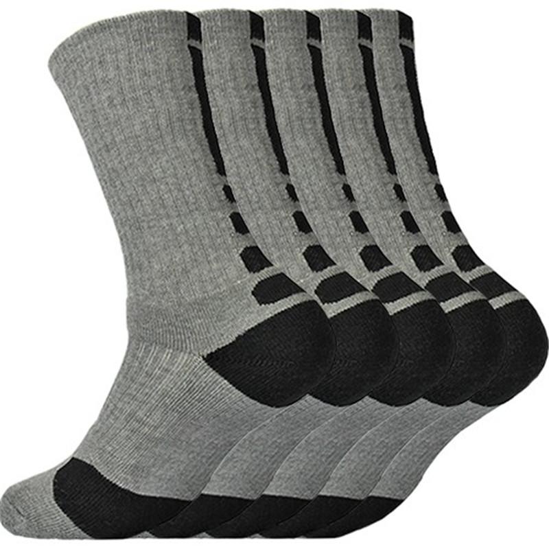 5 Pairs Men Sports Socks Set With Damping Terry Basketball Cycling Running Hiking Tennis Sock Set Ski Women Cotton EU 39-45