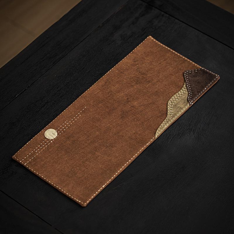 Miao Zhu Xuan Handcrafted Plant-Dyed Bamboo Linen Tea Mat - Retro, High-Grade, Heat-Insulating.