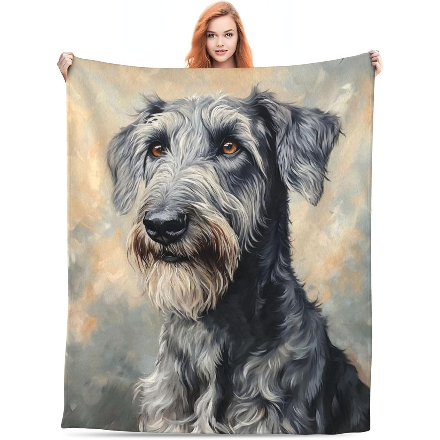 Tapestry cute Irish wolfhound blanket for women 75x100