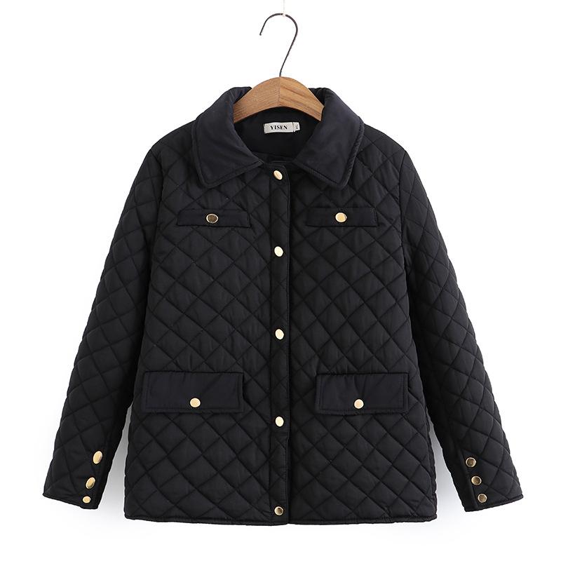 Women's Loose Fit Padded Jacket, Chic Simple Lapel, Multiple Pockets, Keep Warm Coat, Winter Parka, Plus Size Clothing, 4XL