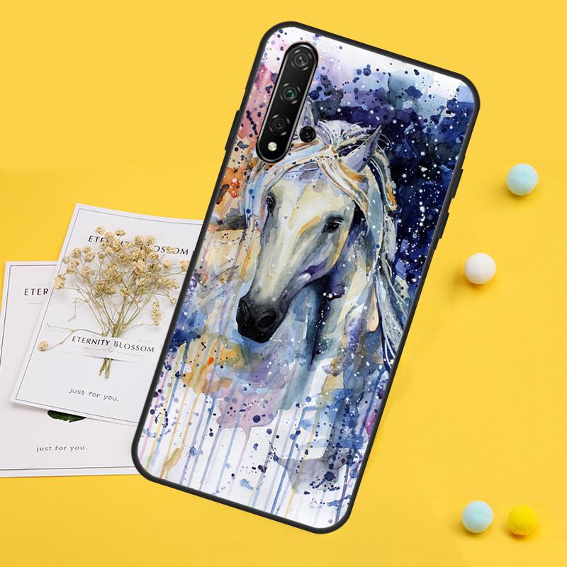 Horse Painted Art For Huawei Nova 12s 12i 11i 5T Y90 Y70 Y60 Y61 Y91 Y72 9 10 SE P20 P30 P40 Lite P60 Pro Case