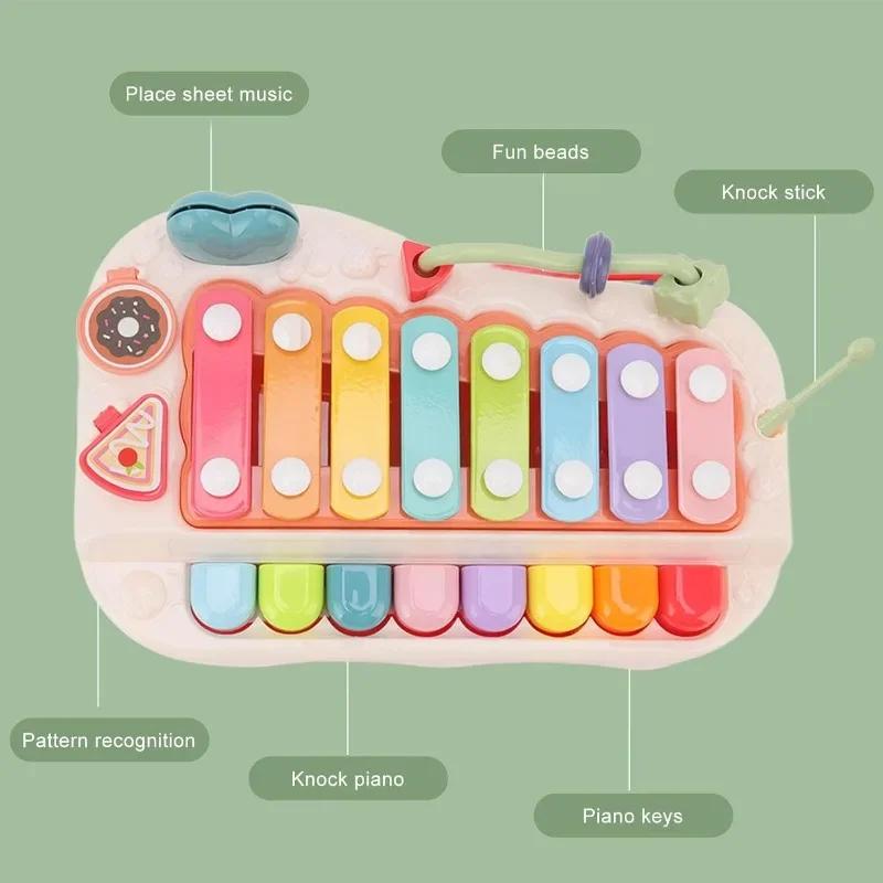 2 in 1 Baby Piano Xylophone for Toddlers with Key Keyboard Piano Sensory Toys Educational Musical Learning Instruments Baby Toy