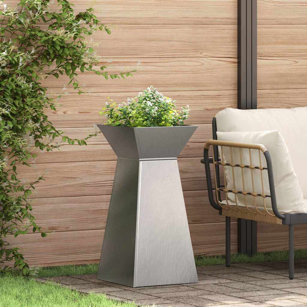 Column Planter 2 Pcs Silver 35 X 35 X 73 Cm