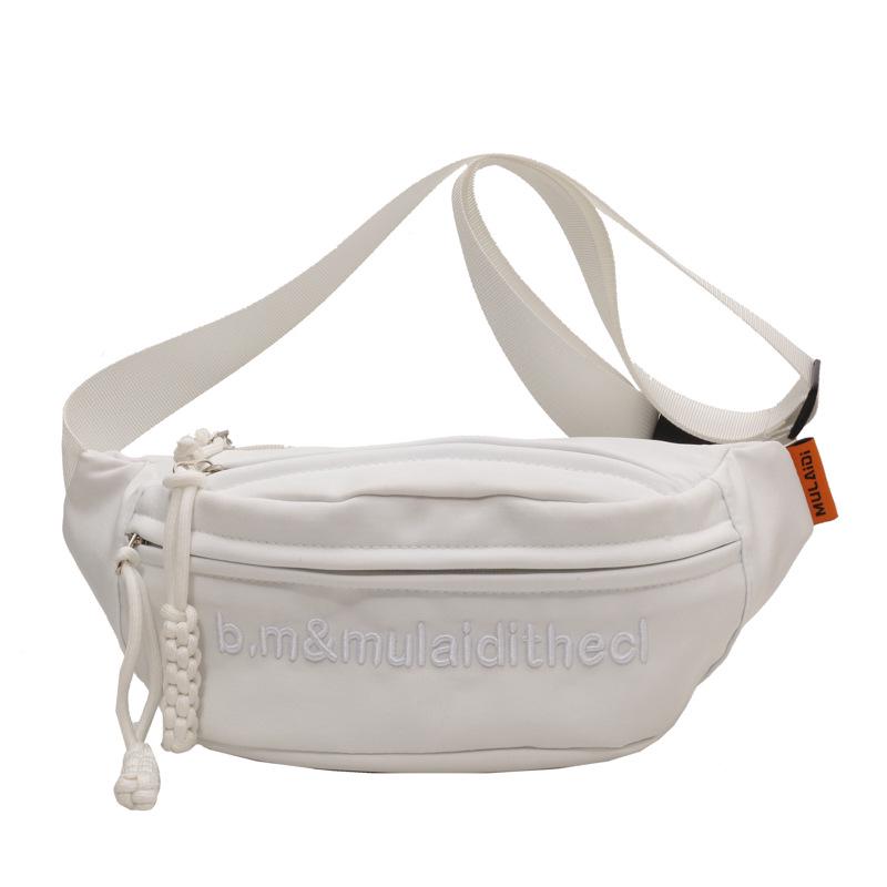 Unisex Embroidered Versatile Crossbody Chest Bag: Trendy & Simple Sports Waist Bag for Students