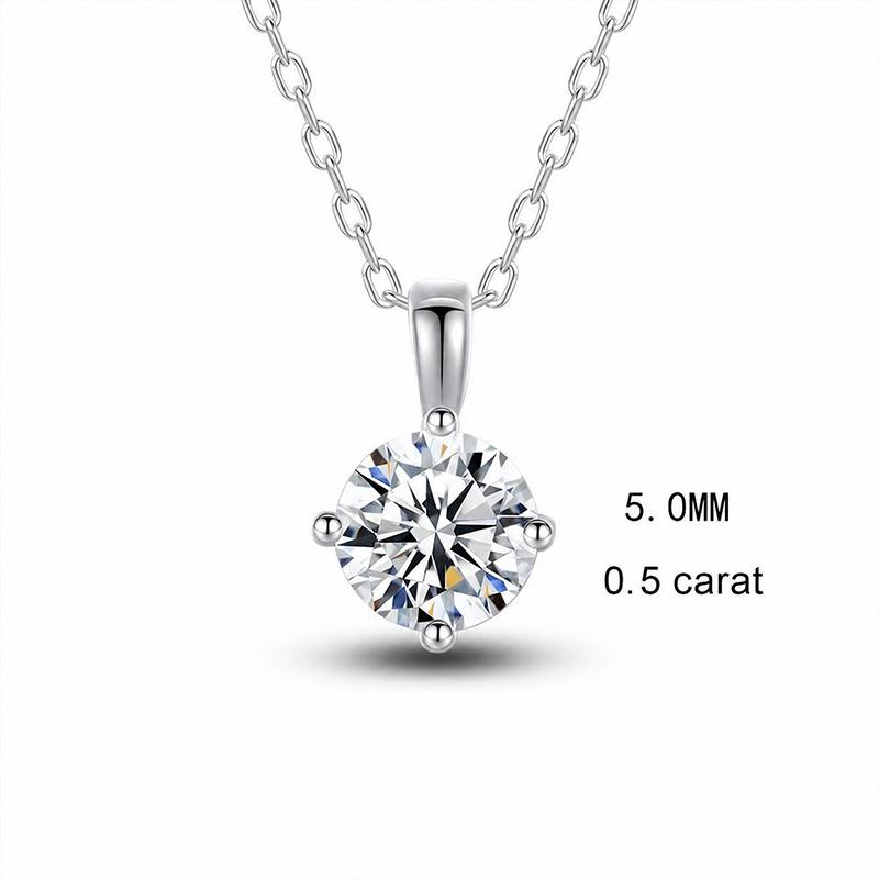 Moissanite Pendant Necklace for Women for Daily Wear, Classic Round Solitaire Jewelry Gift for Wedding and Anniversary