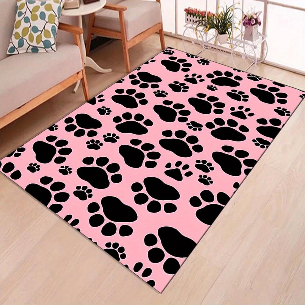 Animal Paw Print Polyester Area Rug - Large Durable Crystal Velvet Carpet Mat for Bedroom, Living Room, Study - Heavy