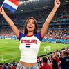 Women’s Casual V Neck Short Sleeve Pullover T Shirt with Canada Letter Print for Football Supporter Outfits